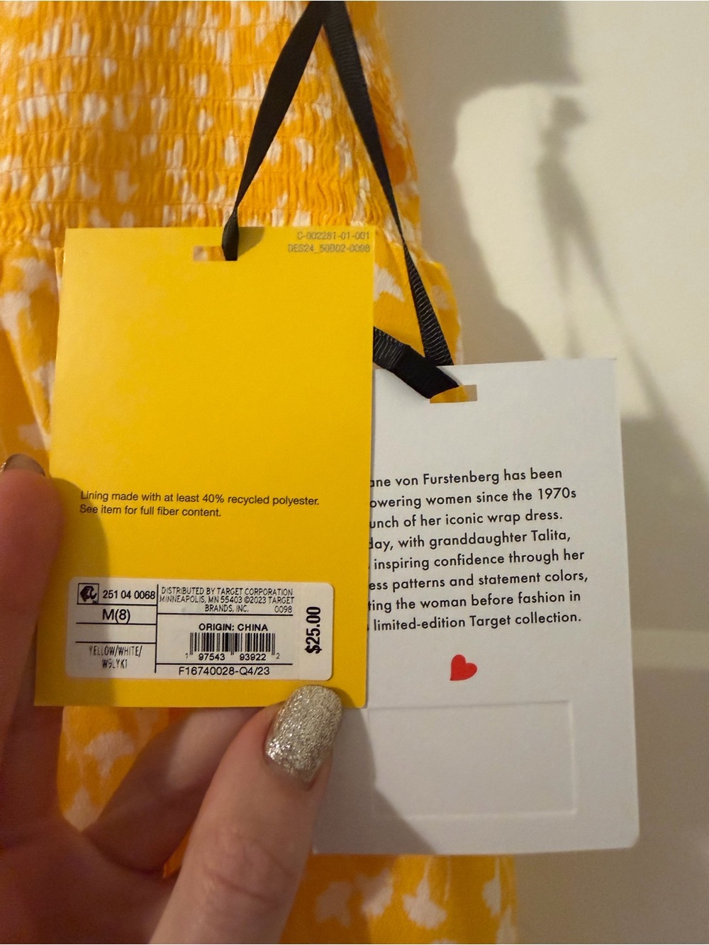 NWT DVF Girls Yellow Floral Smocked dress with Tie Straps - Picture 3 of 5